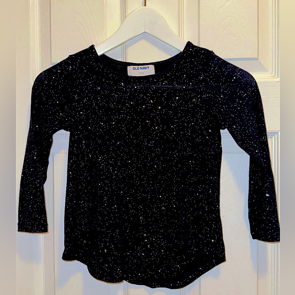 Old Navy EUC Black Sweater with Sparkles - Girls size XS (5) Glittery & Festive